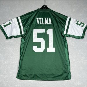 Reebok New York Jets Mens XL Jersey Green White Jonathan Vilma 51 Sewn Football